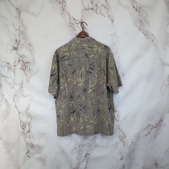 Jamaica Jaxx Shirt XL Men Silk Button Up Short Sleeve Bamboo Leaf Tropic… - Picture 7 of 15